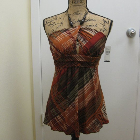 Iz Byer Tops - NWT Iz Byer beaded striped halter tank top S small